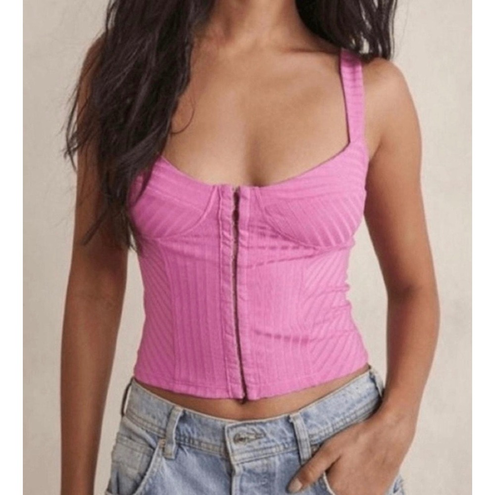 Free People sz S Intimately Serenity Pink Sweetheart Corset Layering Romantic - Picture 1 of 10